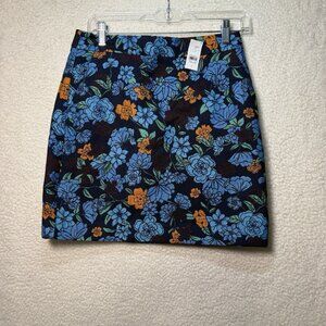 LOFT Floral Skirt Women's Size 2 Forest Blooms Tapestry Pockets NEW